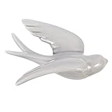 Nordic Decor Ceramic Hanging Swallows Sparrow Dove Ceramic Birds Wall Decor Decoration Birds Figurines Wall Sculptures Decorative Bird Ornament for Livingroom Garden White Ceramic House