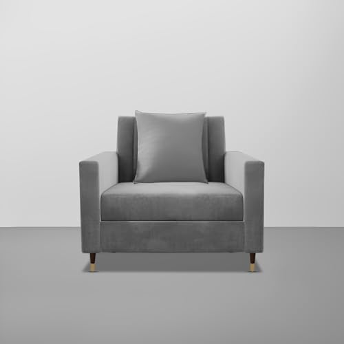 Image of Casaliving Garcia 1 Seater Sofa Set for Living Room (Dark Grey Colour) Premium Fabric Sofa