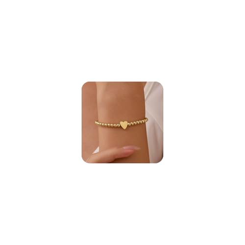 GINAZL Gold Bracelets for Women, Bead Bracelet, S, no gemstone