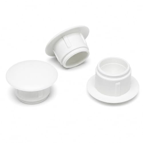 Image of (Pack of 20) White Plastic Hole Plugs 0.51 inch x 0.35 inch (13 x 9 mm), Drill Hole Cover Caps, Furniture Hole Plug, Screw Hole Plugs