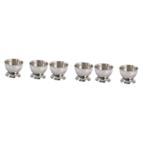 Mikinona 6 Pcs Egg Holder Boiled Egg Stand Egg Poacher Stainlesssteel Poached Egg Cups Egg Poaching Cups Eggs Boiled Egg Cup Holder Ramekin Silver Egg Display Tray Egg Display Stand Filler