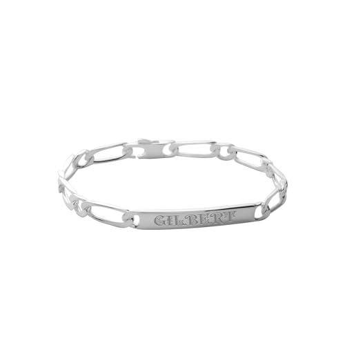 Gourmette en Argent 925 rhodié maille Figaro haute qualité