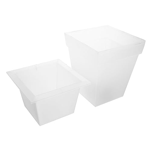 MINAOLULUS Pot Lumineux Solaire Carré Pour Jardin Extérieur Lampe Décorative Étanche Bac à Fleurs Plastique Lumineux Pour Terrasse Et Pelouse Éclairage Doux Pour Ambiance Chaleureuse