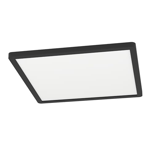 EGLO LED Deckenlampe außen Minerario Outdoor Deckenleuchte Außenleuchte Balkon Terrasse Außenlampe Decke aus Kunststoff in Schwarz IP54 warmweiß 29 x 29 cm