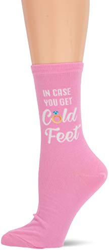 Hot Sox womens Wedding Bliss Novelty Crew Casual Sock, In Case You Get Cold Feet (Petal Pink), Shoe Size 4-10 US