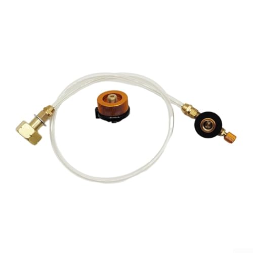 Tidgel Adaptador de quemador de propano para estufa de gas al aire libre, reutilizable para válvula de cartucho de GLP con rosca de bloqueo, tubo de poliuretano de 70 cm (válvula inflable + adaptador)