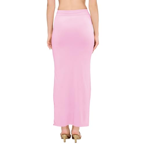 Image of DESI GIRL Satin Shimmer Stretchable Saree Shapewear Petticoat with Drawstring for Women | Mermaid fit Saree Petticoat with Side Slit for Easy Movement | Saree Shaper | Long inskirt