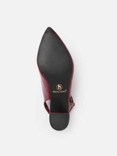 Image of Marc Loire Women's Pointed Toe Block Heel Pumps with Adjustable Slingback for Office, Party and Formal Occasions