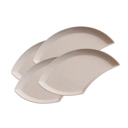 Image of YANCI Lightweight Wheat Straw Appetizer Plates, Reusable Unbeakeable Dinner Plates Set, 18 x 11 cm, Dishwasher & Microwave Safe (Beige, Pack of 4)