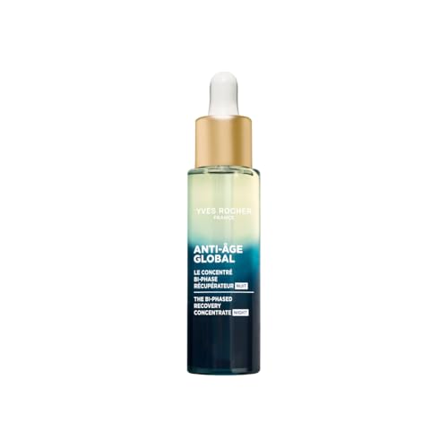 Yves Rocher ANTI-ÂGE GLOBAL - Concentrado Antiedad Bifásico de Noche - Con Achillea Dorada Patentada - Regenera, Redensifica y Nutre Mientras Duermes - Apto para todo tipo de piel - 30 ml