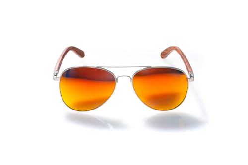 TeeKee Polarized Sunglasses Mirrored Classic Retro Aviator with Bamboo Wood Arms For Men Women4