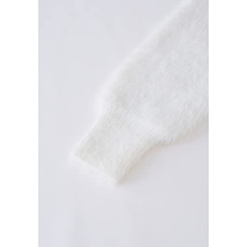 CHICWISH Women Crop Fuzzy Cardigan Bowknot Brooch Button Knit Cardigans Open Front Long Sleeves Sweater Tops4