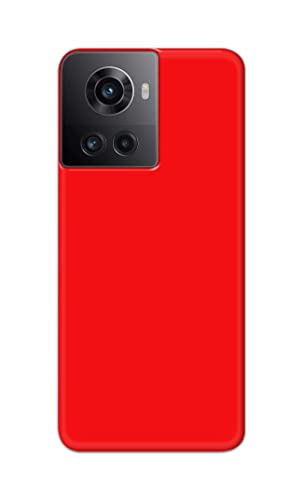 Image of Printed Hard Back Cover Case for OnePlus 10R 5G 80W | 150W Back Cover (Plain Red) -1803