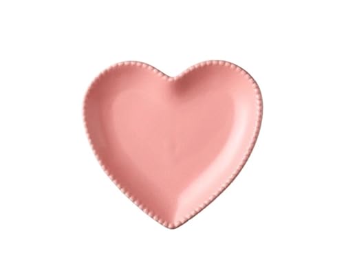 Plato de cerámica artesanal con forma corazón for joyería, aperitivos, pasteles, frutas y melocotones Para collares y pulseras(Pink love plate)