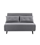 Home Heavenly® Sofá Cama Pegaso 3 en 1 Multiposición – Diseño Futón Japonés, Minimalista y Funcional – Tapizado Patas Metálicas Robustas 2 Plaza (Color Gris)