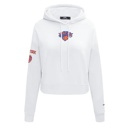 Pro Standard Womens NBA New York Knicks Classic Chenille Cropped Pullover Hoodie White XL by Pro Standard - Used condition - US$25.47
