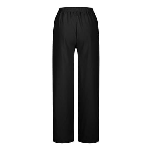 Lastesso Summer Pants for Women Baggy Basic Solid Cotton Summer Lounge Slacks Travel Beach Loose Comfy Trousers with Pockets3