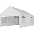 Shintenchi 12x18.5ft Heavy Duty Carport, Portable Garage with Removable Sidewalls, Doors and Ventilated Windows, All-Season Tarp, UV Resistant Waterproof Carport Canopy for Outdoor (White)