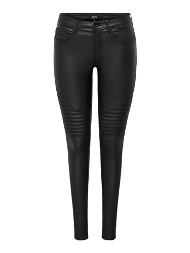 ONLY onlNEW ROYAL REG SK. BIKER COATED NOOS, Pantalones Mujer, Negro (Black), M/L34 (Talla del fabricante: Medium)