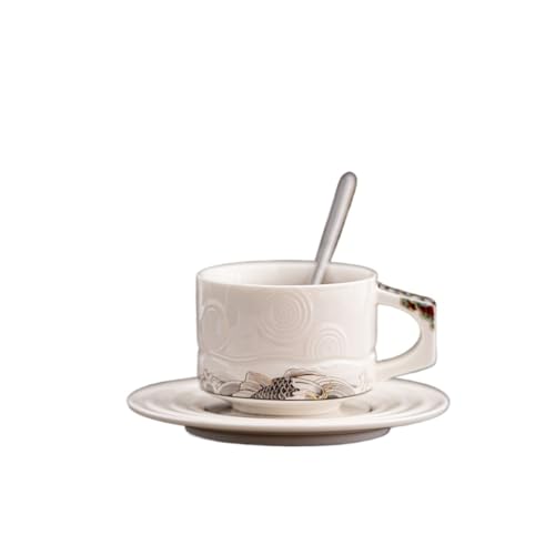 MKHJBFGIコーヒーカップ ソーサー セット 香りのよいお茶 ティーカップセット 持ち運び可能 来客をもてなす ギフト おしゃれ かわいい 陶器