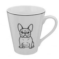 Tazza in ceramica con motivo Bulldog francese, bianco e nero