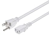 Monoprice Power Cord - 2 Feet - White | NEMA 5-15P to IEC 60320 C13, 14AWG, 15A, 3-Prong, for PC, AC Adapter, Laptop, Monitor, Projector