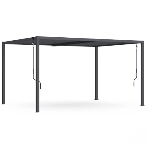 IDMarket – Pergola bioclimática cuchillas orientables 3 x 4 m, aluminio gris antracita