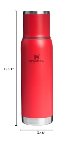 Image of Stanley Adventure-To-Go Vacuum Bottle 1.1 qt | Wide Mouth with Leakproof Cup Lid | Keep Drinks Hot or Cold | Packable for Travel | Insulated Stainless Steel Thermal Bottle | BPA-Free | Chili Red