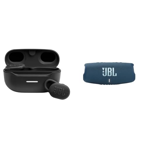 Image of JBL Endurance Race Waterproof True Wireless Active Sport Earbuds, with Microphone & Charge 5 - Portable Bluetooth Speaker with IP67 Waterproof and USB Charge Out - Blue, Small