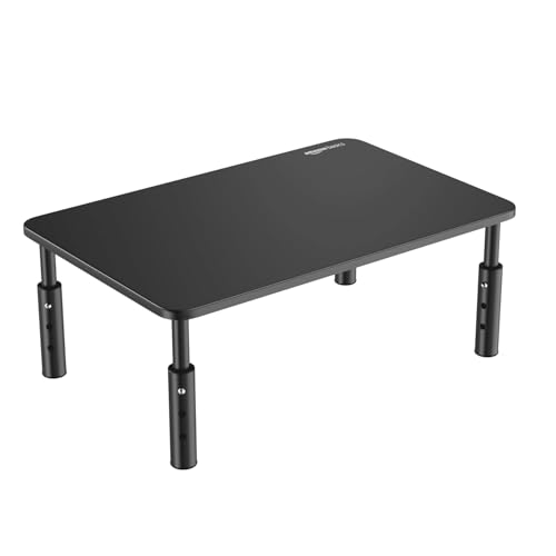 Image of amazon basics Monitor Stand /Laptop Stand for Desk | Compatible with 24 inch,27 inch,29 inch and 32 inch Inch, Laptop, PC, and Printer | Height Adjustable | Durable Steel Construction
