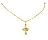 Small Designer Unique Cross Statement Pendant Necklace light Faith Hope Love 14K Yellow Gold pure pl