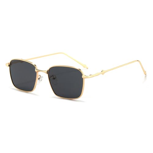 Lunettes de soleil rectangulaires en métal vintage pour hommes et femmes