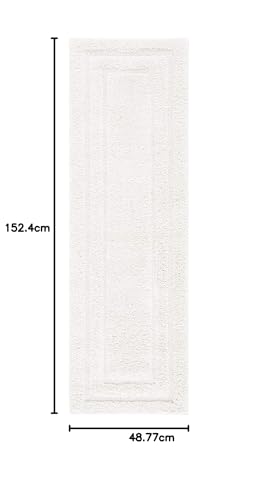 Image of (Pack of 2 Rectangular Box Shaggy Carpet for Living Room, Bedroom, High Low Design Finish Microfiber 2 in Pile High, 1.6x5 Feet Runner Cream|Cream Color