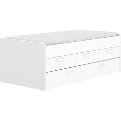 MOBELCENTER, Cama Nido con Cajones Blanca, Cama Nido Juvenil, Cama Compacta con Cajones y Cama Nido, Cama Infantil. Medidas: Ancho: 194,5 cm. x Alto: 67,5 cm. x Fondo: 95 cm (1421)