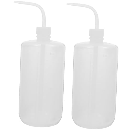 CIYODO 2 Pack 1000ml Plastic Squeeze Bottles with Curved Mouth Scale Labels Lab Industry Cleaning Sprayer