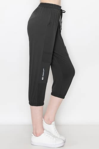 ALWAYS Women's Capri Zipper Jogger Track Pants - Premium Soft Stretch Fashion Zipper Sweatpants Black L - image 3