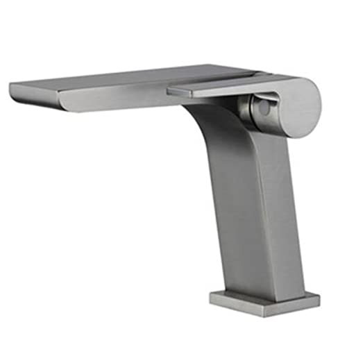 Grifo de lavabo efecto cascada gris para crear un oasis de spa moderno en casa