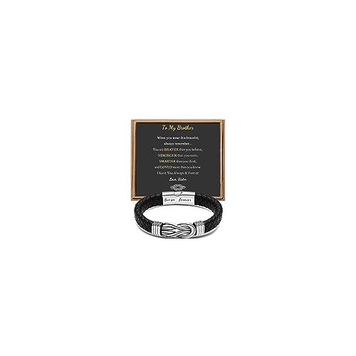 JoycuFF Black Braided Leather Bracelets for Brother Unique Gifts from Sister Leather Cuff Bracelet for Men Infinity Knot Bracelet for Him Birthday Thanksgiving Day to My Brother 9 Inch
