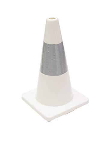 (Set of 12) CJ Safety 18" White PVC Traffic Safety Cones with 6' Reflective Collar (12 Cones)