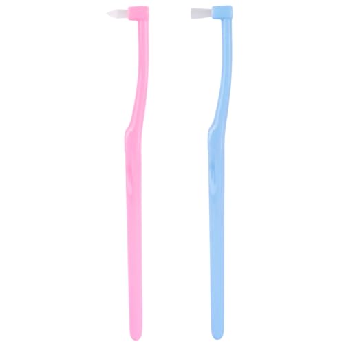 2 Pcs Interspace Toothbrush for Braces Orthodontic Detail Cleaning(Pink Blue)
