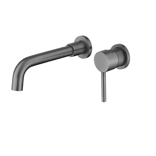 Mezclador de lavabo gris empotrado monomando grifo de pared baño LWX