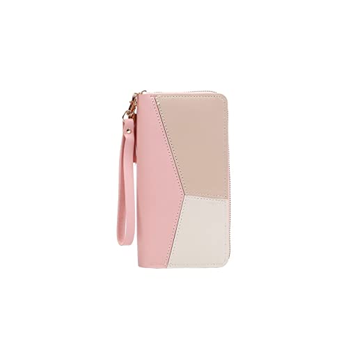 Womens wallet Zipper Long Wallets Purses Handbags Coin Purse Cards Holder Leather Billfold (Pink)