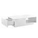 [en.casa] Tavolino da caffè con Cassetto e Ripiano Tavolino Rettangolare 95 x 55 x 31 cm Tavolino Basso da Salotto/Soggiorno - Bianco