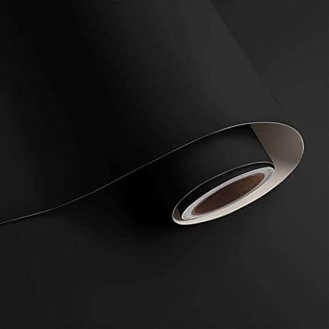 VaryPaper Black Contact Paper Thick Washable Kitchen Wallpaper Self-Adhesive Vinyl Wrap for Furniture Cupboard Stickers Sticky Back Plastic Matt Wall Paper for Living Room Bedroom Wardrobe 40cm×2m Cover