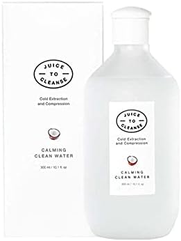 JUICE TO CLEANSE Calming Clean Water 300ml (10.1 fl.oz.) - Natural Micellar No Wash Makeup Cleansing Water, EWG Green Formula Hypoallergenic Cleanser, Removes Sebum & Impurities, Vegan, Paraben Free
