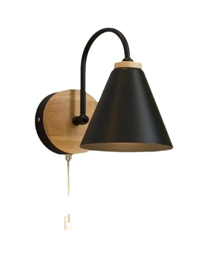 Wall lamp, モダンなミニマリスト LED ウォールライトブラックホワイト室内装飾ランプ北欧屋内壁ランプスイッチ付き寝室のベッドサイド(Black with Switch)