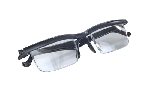 Maximex Seeplus Zoom Lesebrille Schwarz, Verstellbar von +0,5 bis +4 dpt, Lesebrille mit 2,8-fache Vergrößerung, 14,1 x 2,6 x 6,3 cm