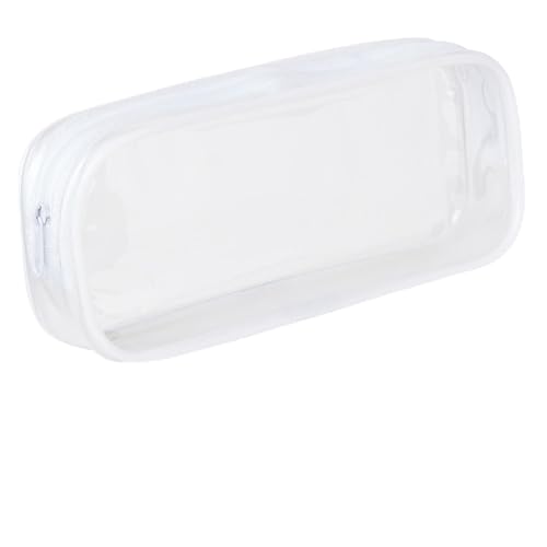 Weiß Mehrzweck Aufbewahrungstasche. Durchsichtiges Federmäppchen für Schüler Studenten Kindergärtner. Transparente Kosmetiktasche für Kinder, Pencil Case White x 1