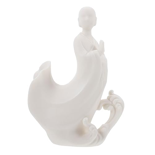 Sculpture de bouddha zen en céramique blanche faite main