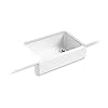 KOHLER K-5827-0 Whitehaven Farmhouse Self-Trimming Undermount Single-Bowl Sink with Tall Apron, White 9.63 x 21.56 x 32.69 inches